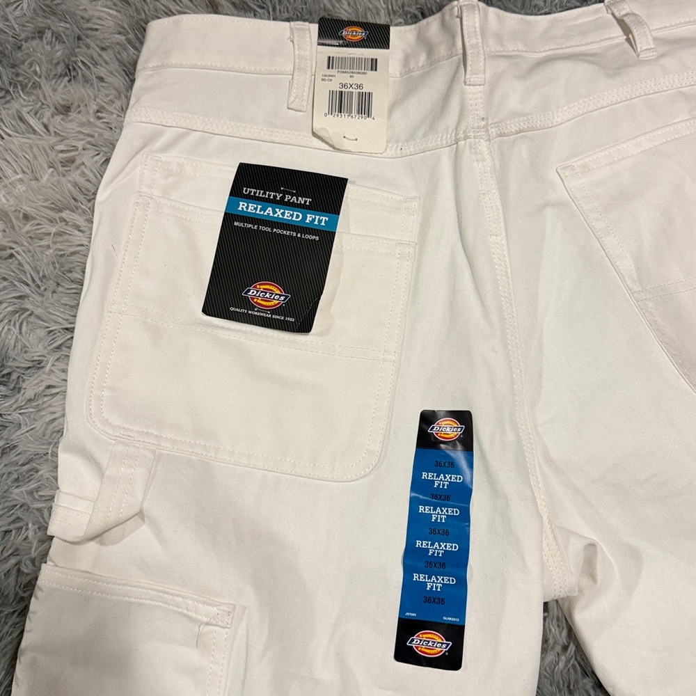 New NWT Dickies White Utility Pants 36x36 Relaxed Fit - Multiple Tool Pockets - Picture 3 of 3